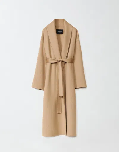 Fabiana Filippi Double Cashmere Coat In Brown
