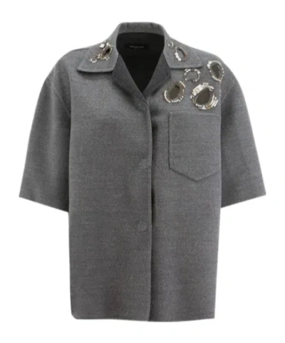 Fabiana Filippi Double Layer Shirt Jacket In Gray