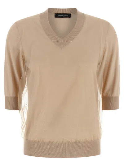 Fabiana Filippi Double Layer Sweater Sweaters And Cardigans Beige In Neutral