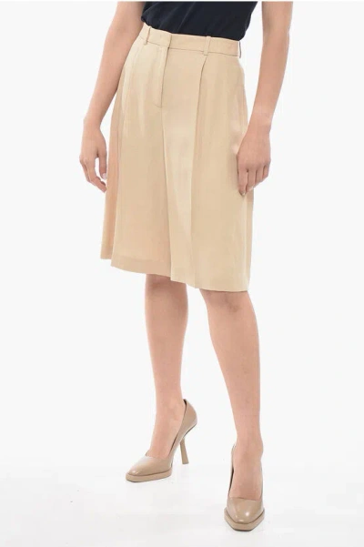 Fabiana Filippi Double-pleated Cotton Blend Shorts In Neutral