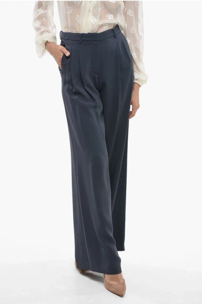 Fabiana Filippi Double-pleated Palazzo Pants With Belt Loops In Blue