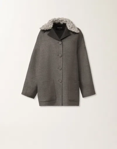 Fabiana Filippi Double Wool Pea Coat In Gray