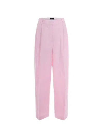 Fabiana Filippi Wide-leg Trousers In Fluid Linen-viscose Blend In Pink
