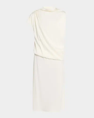 Fabiana Filippi Draped Asymmetric Enver Satin Midi Dress