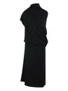 Fabiana Filippi Draped Black Dress With High Neckline And Asymmetrical Design In Black