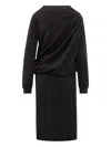 Fabiana Filippi Fitted Midi Dress With Draped Bodice And Gold Detail In Black