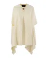Fabiana Filippi Double Cashemere Coat With Jewelled Button In Neutral