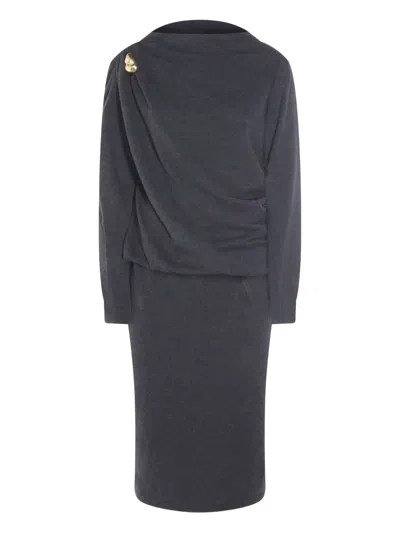 FABIANA FILIPPI DRAPED EMBELLISHMENT MIDI DRESS