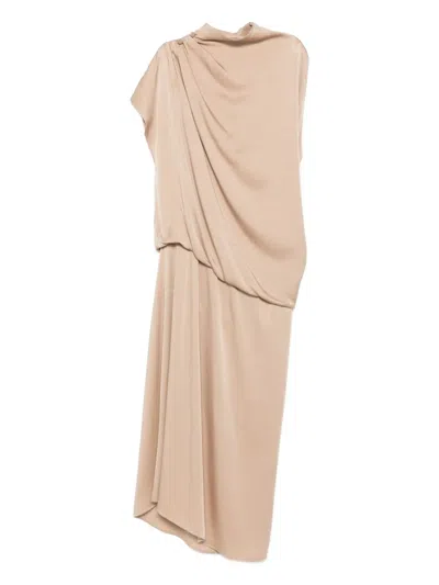 FABIANA FILIPPI DRAPED HIGH-NECK MIDI DRESS