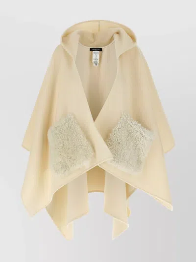 FABIANA FILIPPI DRAPED HOODED CAPE TEXTURED POCKETS