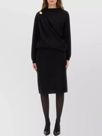 FABIANA FILIPPI DRAPED KNEE-LENGTH DRESS GOLD EMBELLISHMENT