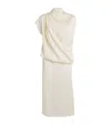 Fabiana Filippi Draped Asymmetric Enver Satin Midi Dress In White