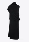 Fabiana Filippi Draped Black Dress With High Neckline And Asymmetrical Design In Black