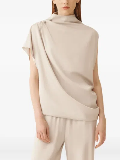 Fabiana Filippi Draped Mock-neck Top In White