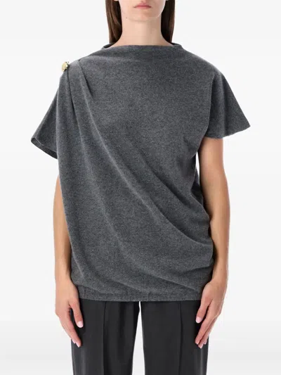 Fabiana Filippi Asymmetric Draped Top Shoulder Detail In Gray