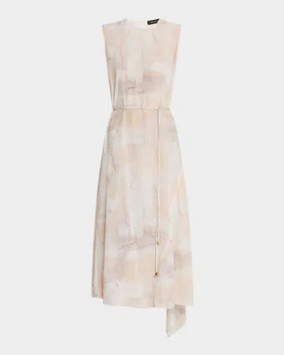 Fabiana Filippi Drawstring Abstract-print Silk Cady Midi Dress