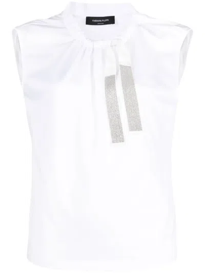 Fabiana Filippi Drawstring Cotton Tank Top In Weiss