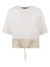 Fabiana Filippi Crew Neck T-shirt Drawstring Hem In White/greige
