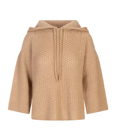 Fabiana Filippi Drawstring Hooded Sweater In Brown
