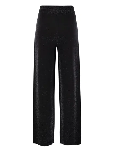 Fabiana Filippi Cotton And Linen Trousers With Micro Sequins In Black