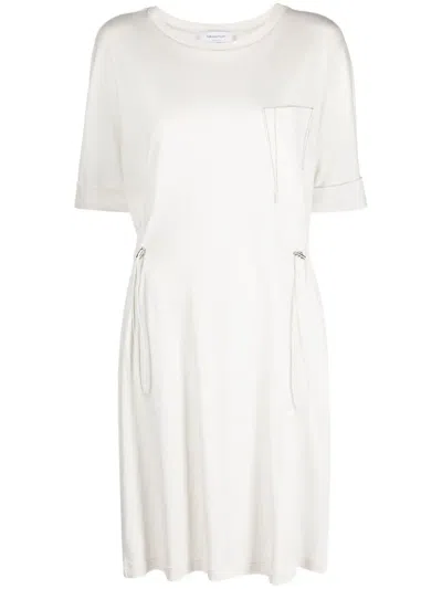 Fabiana Filippi Drawstring-waist Cotton T-shirt Dress In Neutrals