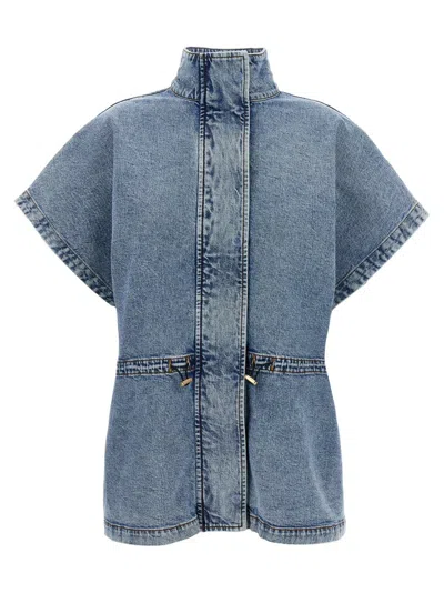 Fabiana Filippi Denim Cape Elastic Waistband In Blue