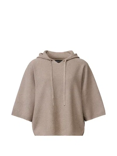 Fabiana Filippi Drawstring-fastening Elbow-sleeve Hoodie In Brown