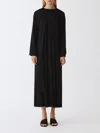 Fabiana Filippi Viscose Jersey Long Sleeve Dress With Draped Collar In 黑色