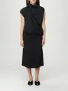 Fabiana Filippi Draped Black Dress With High Neckline And Asymmetrical Design In Black