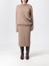 Fabiana Filippi Wool Long Dress In Pink
