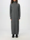 Fabiana Filippi Viscose Jersey Turtle Neck Dress In Lead