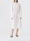 Fabiana Filippi Drawstring Button-fastening Midi Shirt Dress In White
