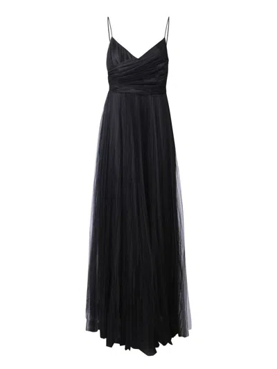 Fabiana Filippi Pleated Tulle Long Black Dress