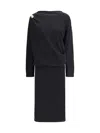 Fabiana Filippi Fitted Midi Dress With Draped Bodice And Gold Detail In Black