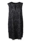 Fabiana Filippi Metallic-threading Fringed Black Minidress In Black