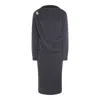 Fabiana Filippi Midi Dress With Draped Design And Long Sleeves In Blue