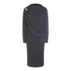 Fabiana Filippi Midi Dress With Draped Design And Long Sleeves In Blue