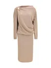 Fabiana Filippi Wool Long Dress In Pink