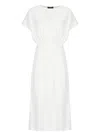 Fabiana Filippi Elasticated Band Crewneck Midi Dress In White