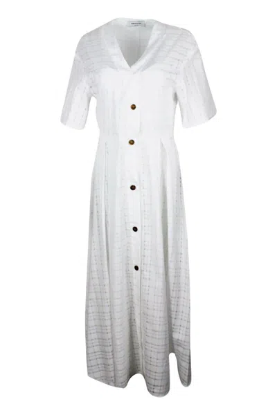 Fabiana Filippi V-neck Short-sleeved Midi Dress In White