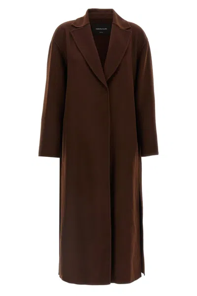 Fabiana Filippi Waist Belt Long Sleeve Lapel Pocket Coat In Brown