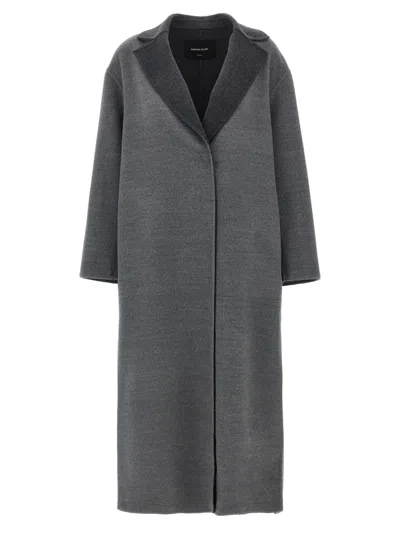 Fabiana Filippi Robe Coat With Notched Lapel And Pockets In Gray