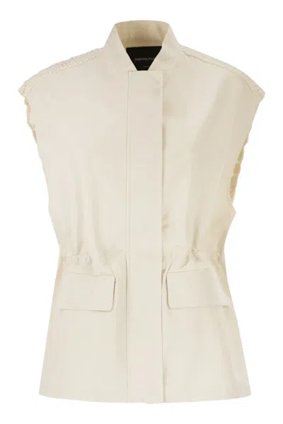 Fabiana Filippi Dual-material Waistcoat In Poplin And Knitted Fabric In Neutral