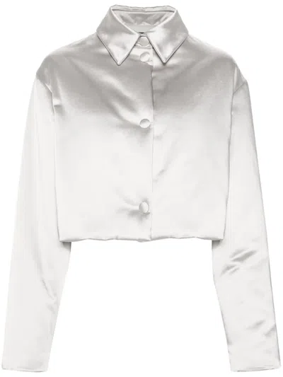 Fabiana Filippi Duchess-satin Cropped Puffer Jacket In Silver