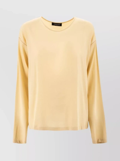 Fabiana Filippi Beaded-trim Crepe T-shirt In Yellow