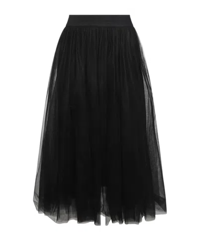 FABIANA FILIPPI FABIANA FILIPPI ELASTICATED WAISTBAND TULLE MIDI SKIRT