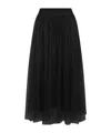 Fabiana Filippi Maxi Skirt With Tulle Overlay And Elastic Waistband In Black