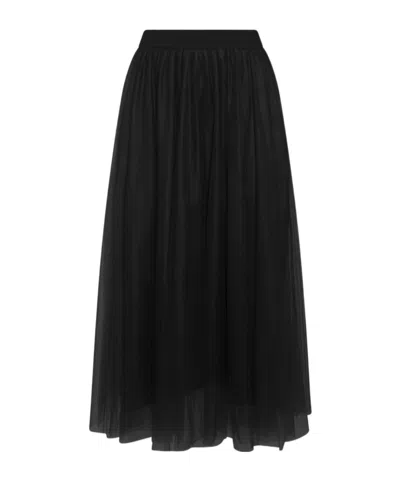 Fabiana Filippi Pleated Tulle A-line Midi Skirt In Black