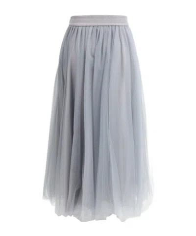 FABIANA FILIPPI FABIANA FILIPPI ELASTICATED WAISTBAND TULLE MIDI SKIRT