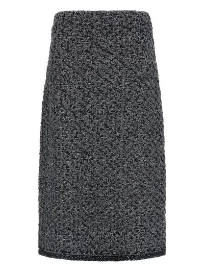 Fabiana Filippi Elastic-waistband Midi Skirt In Gray
